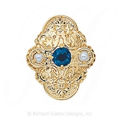 GS341 S/PL - 14 Karat Gold Slide with Sapphire center and Pearl accents 